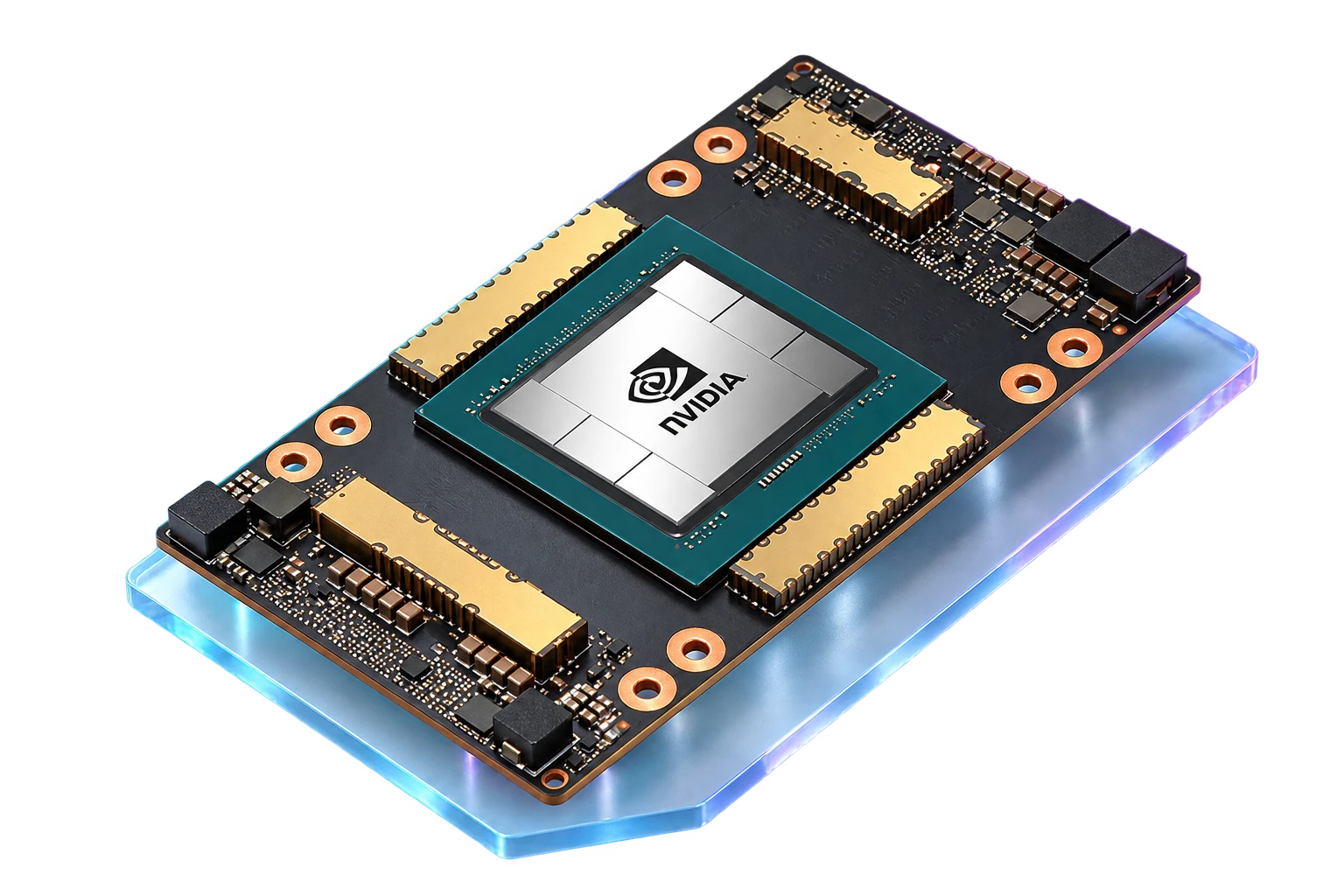 依据官方图制作的 NVIDIA A100 SXM4 80GB 模块立体示意图